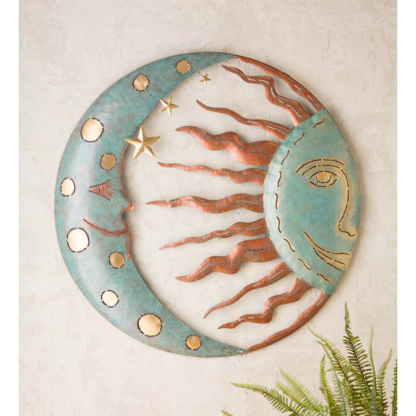 Wind & Weather Celestial Sun and Moon Metal Indoor/Outdoor Wall Décor